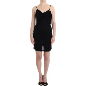 John Galliano Elegant Black Jersey Knee-Length Dress