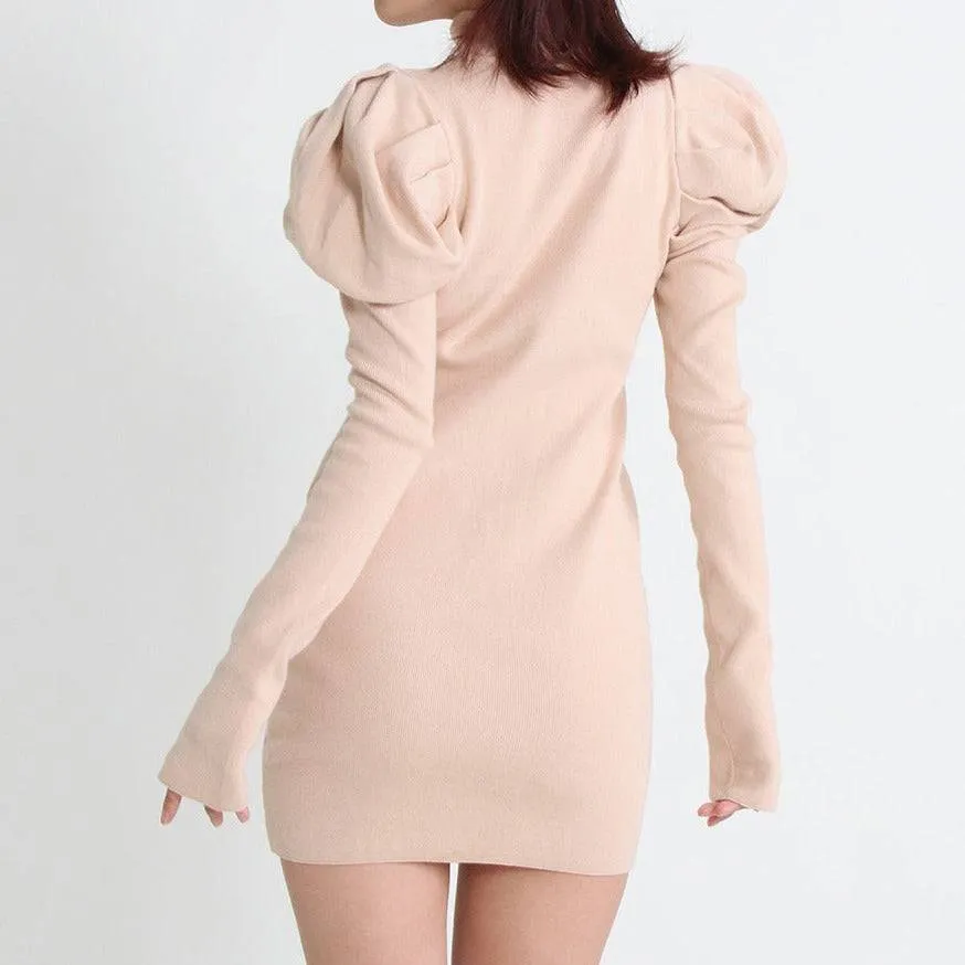 Jolene Puff Sleeves Knit Dress