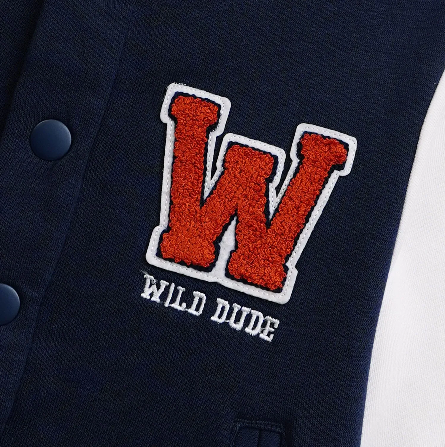 Kids Premium Quality Base Ball Embroidered Fleece Navy Jacket  (R)