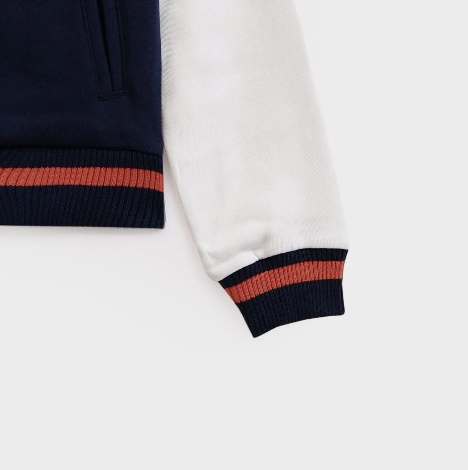 Kids Premium Quality Base Ball Embroidered Fleece Navy Jacket  (R)