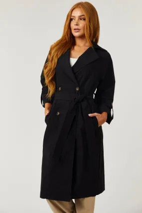 Lex Black Lightweight Long Trench Coat