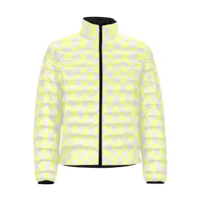 Lime & Sand Abstract Checkerboard Lightweight Puffer Jacket