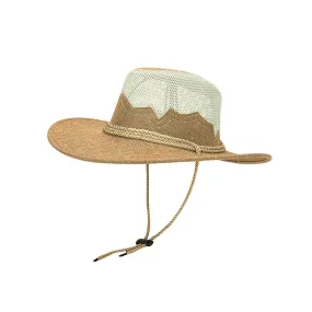 Linen Mesh Western Cowboy Hat Wide Brim Breathable Sun Hat YZC0180