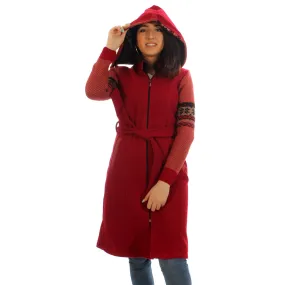 Long coat with removable hoodie/ red -5904