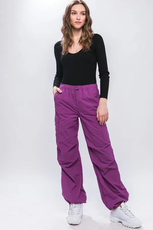 Loose Fit Parachute Cargo Pants - 4 Colors