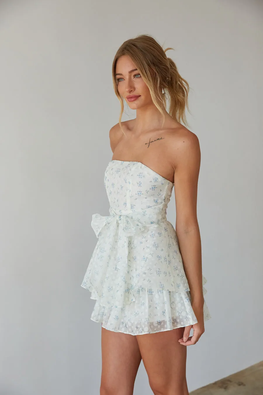 Lucille Strapless Floral Romper