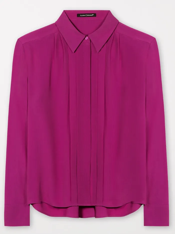 Luisa Cerano Women's Blouse With Piping In Ultra Pink 208494 2179 Col 0457