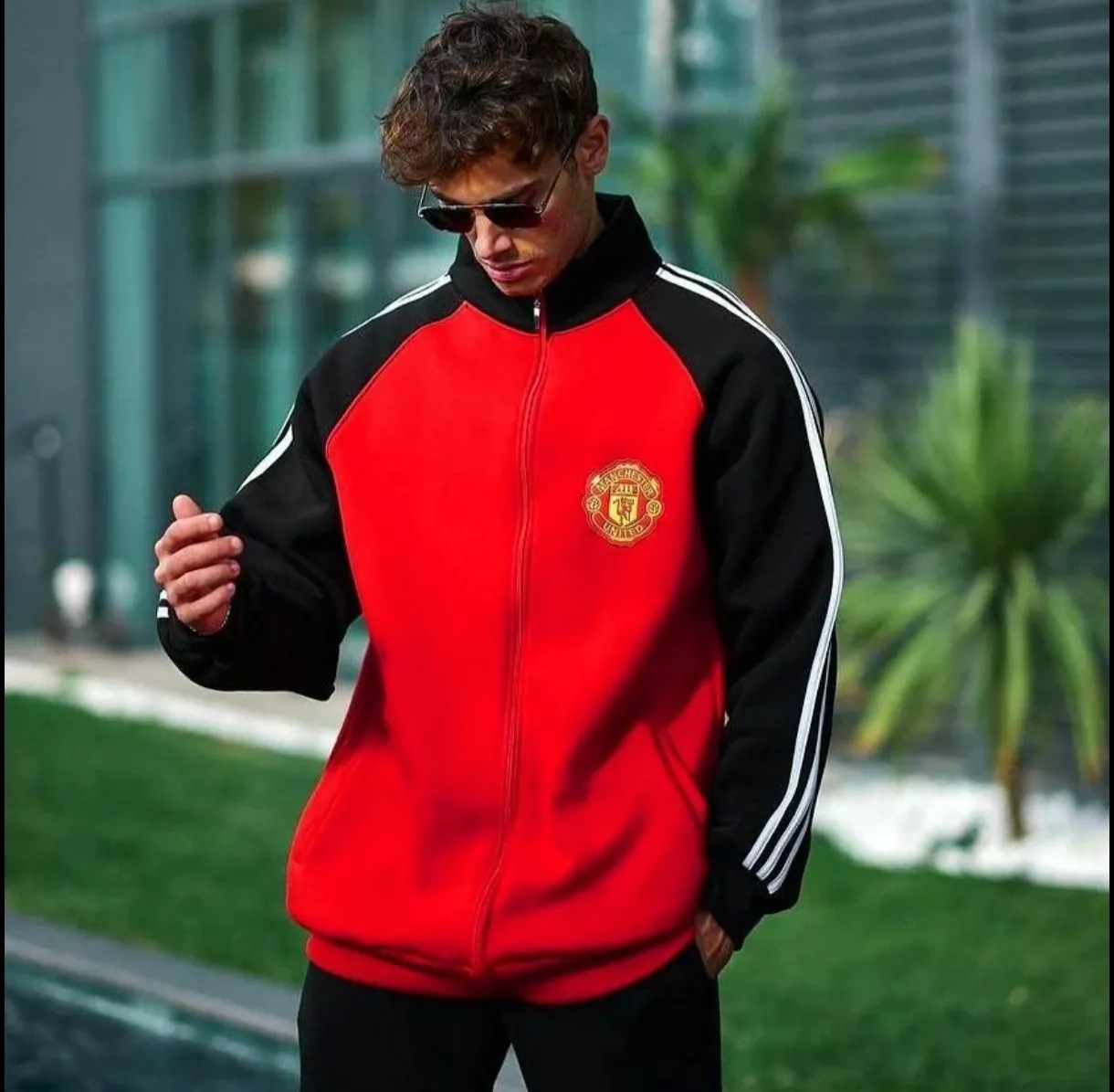 Man Chester United Premium Quality Oversized High Neck Zipper Jackey For Men