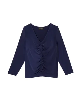 Mani Ruched Jersey Top | Navy