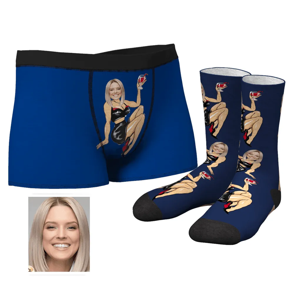 Men's Custom Face on Sexy Girl Body Boxers And Socks Set