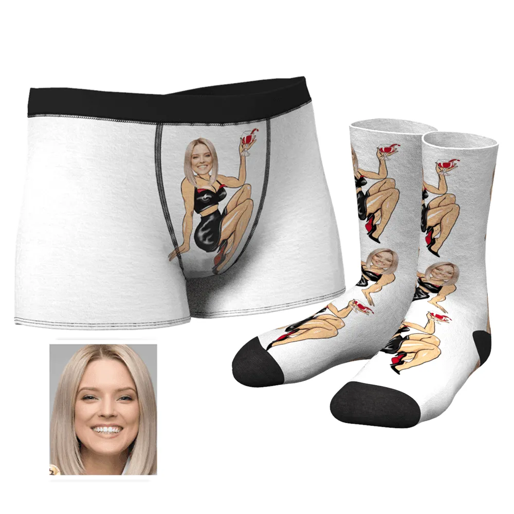 Men's Custom Face on Sexy Girl Body Boxers And Socks Set