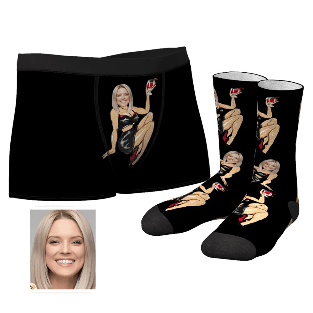 Men's Custom Face on Sexy Girl Body Boxers And Socks Set