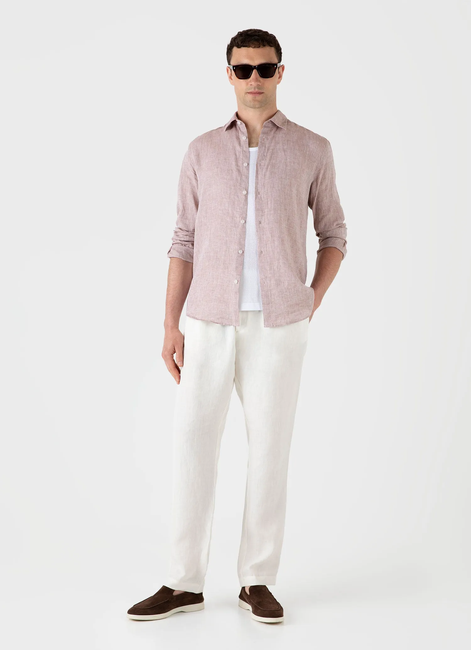 Men's Linen Shirt in Light Brown