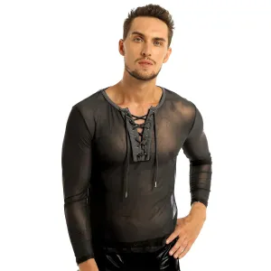 Mens Transparent Mesh Shirt S