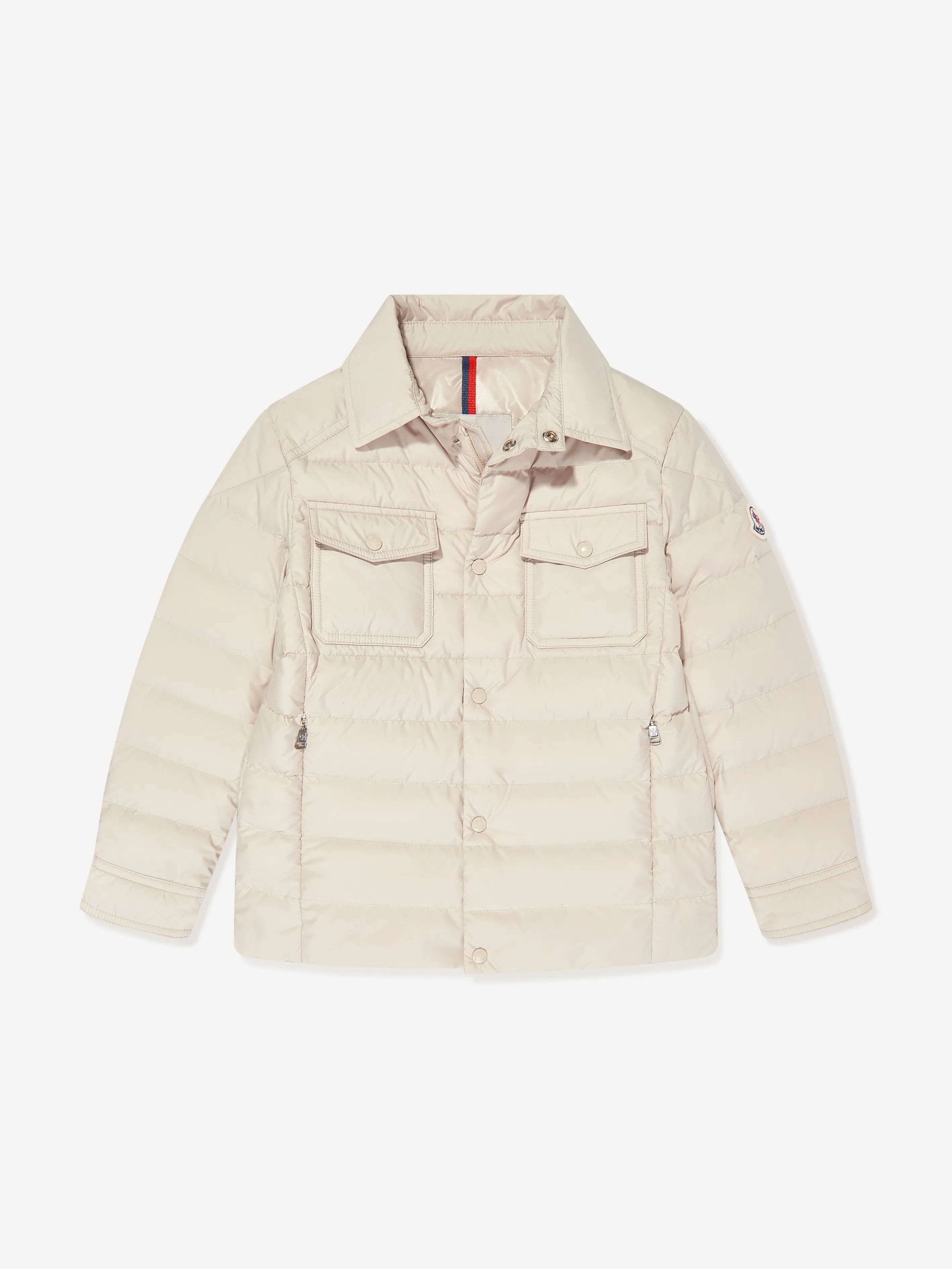 Moncler Enfant Boys Down Padded Akil Shirt Jacket in Beige