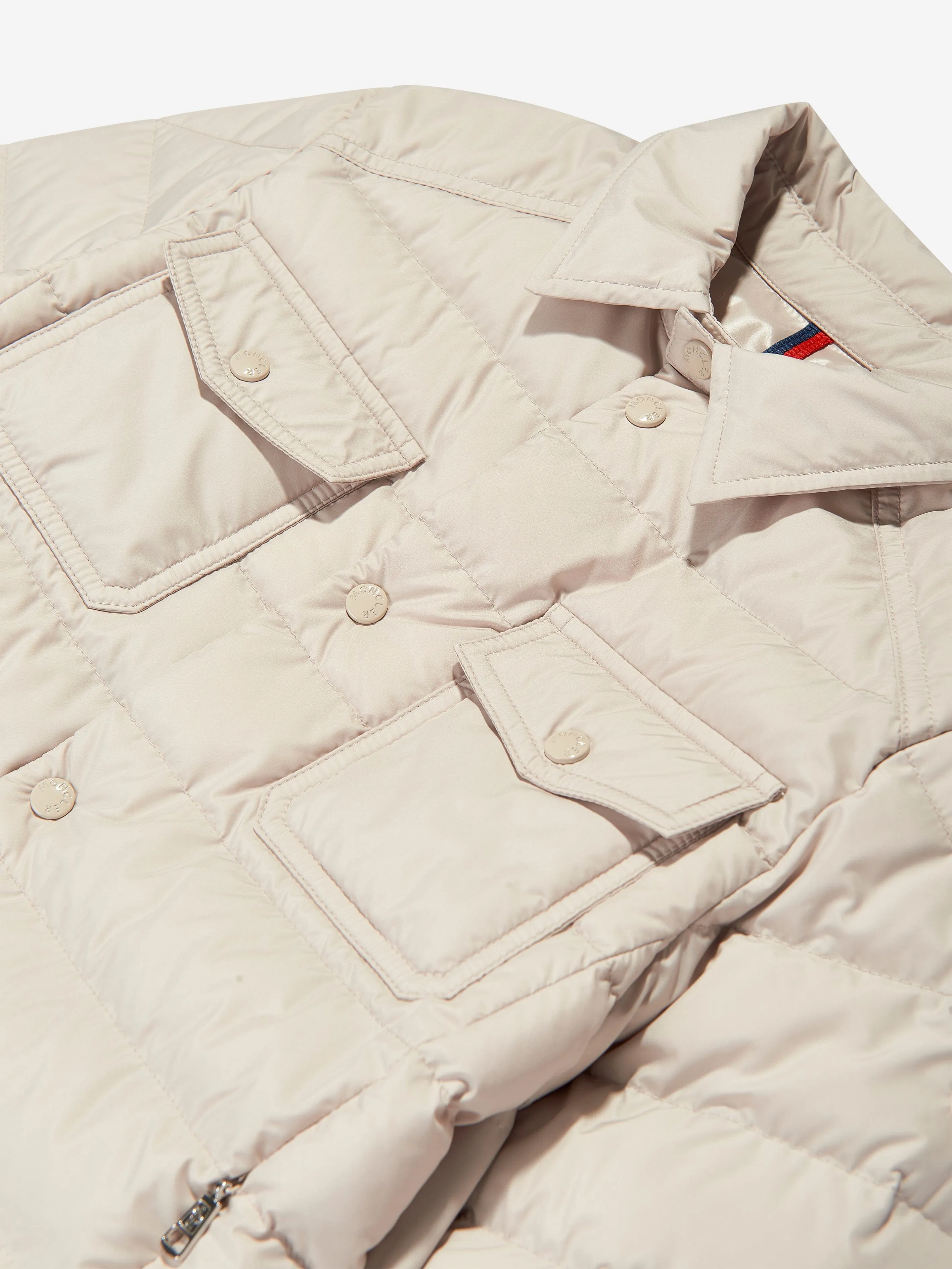 Moncler Enfant Boys Down Padded Akil Shirt Jacket in Beige