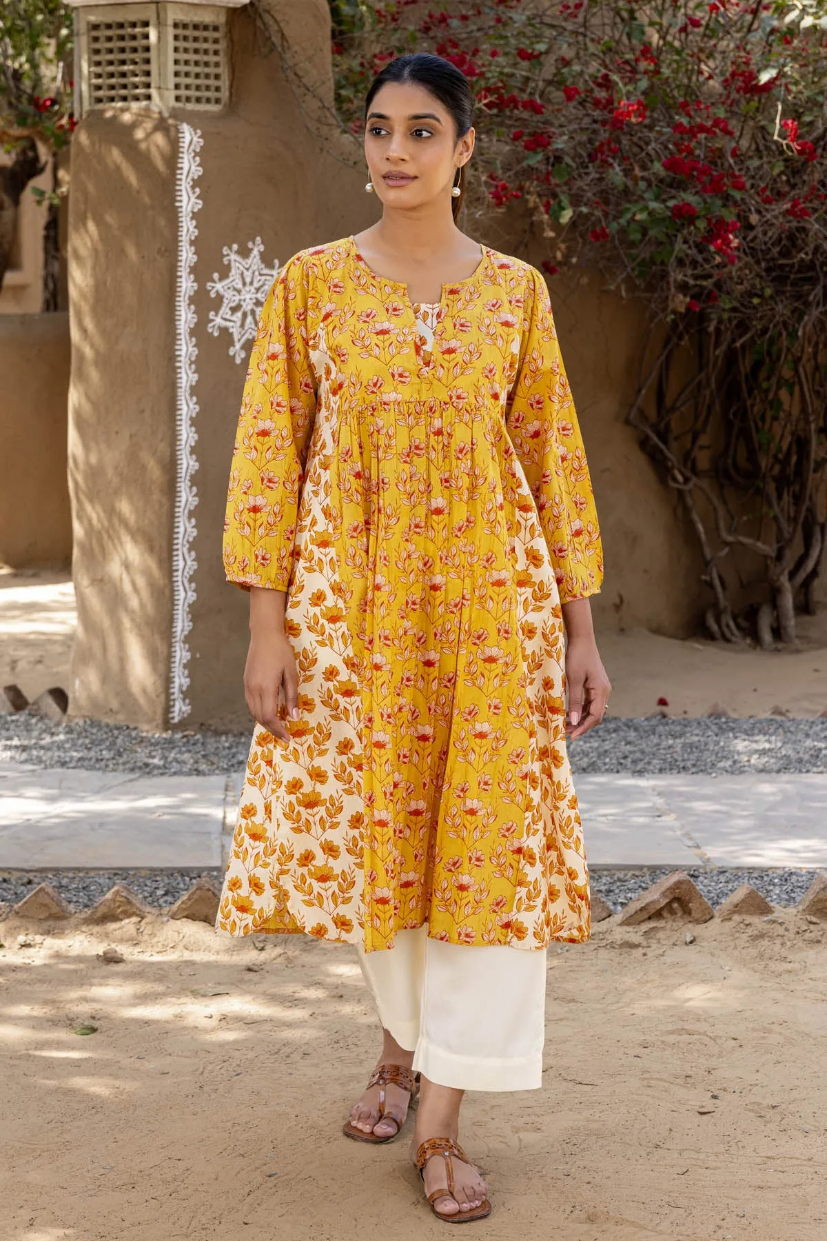 Mustard Floral Kurta