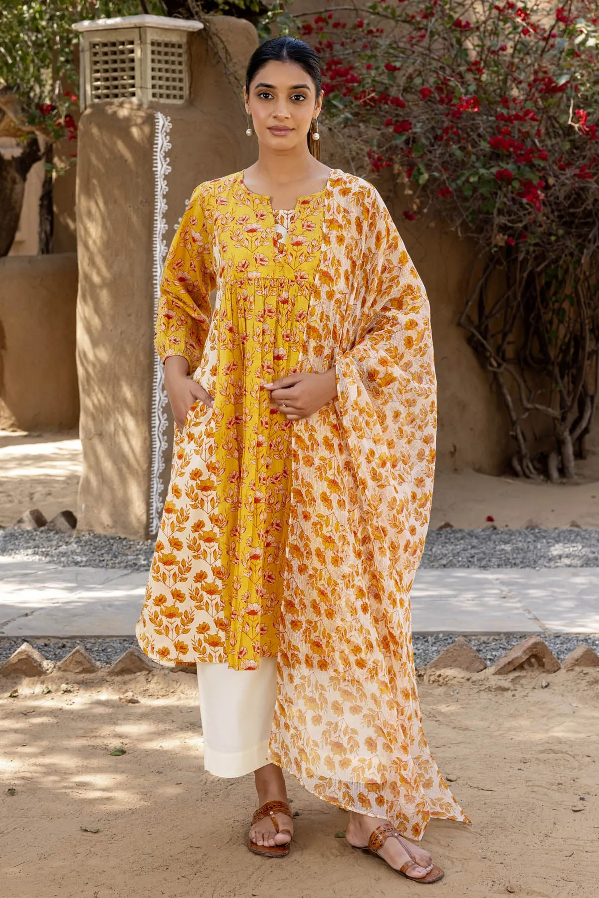 Mustard Floral Kurta