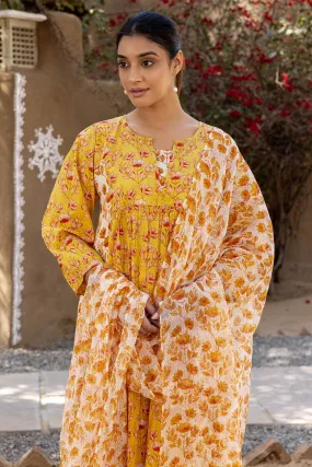 Mustard Floral Kurta