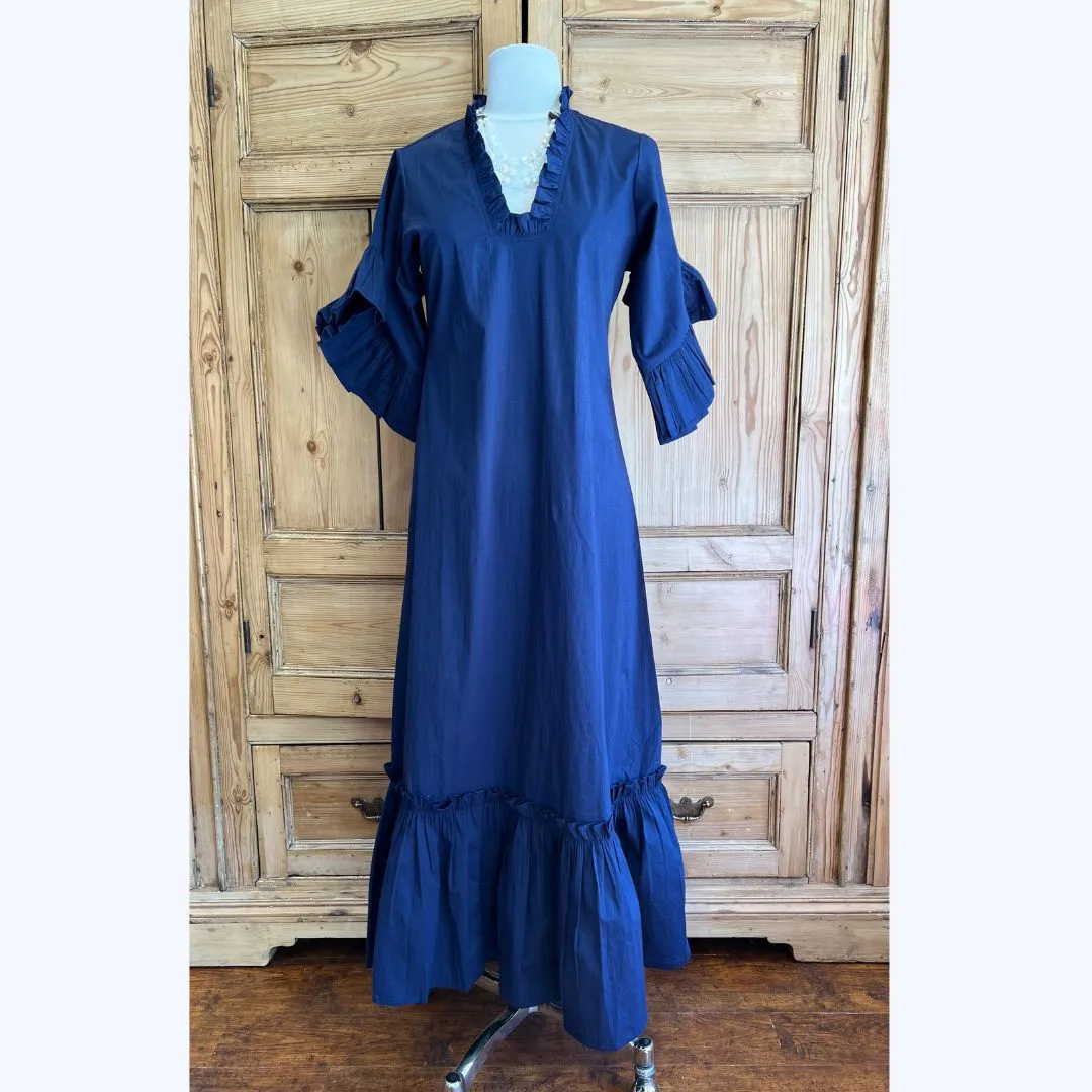 Navy Flutter Sleeve Dress