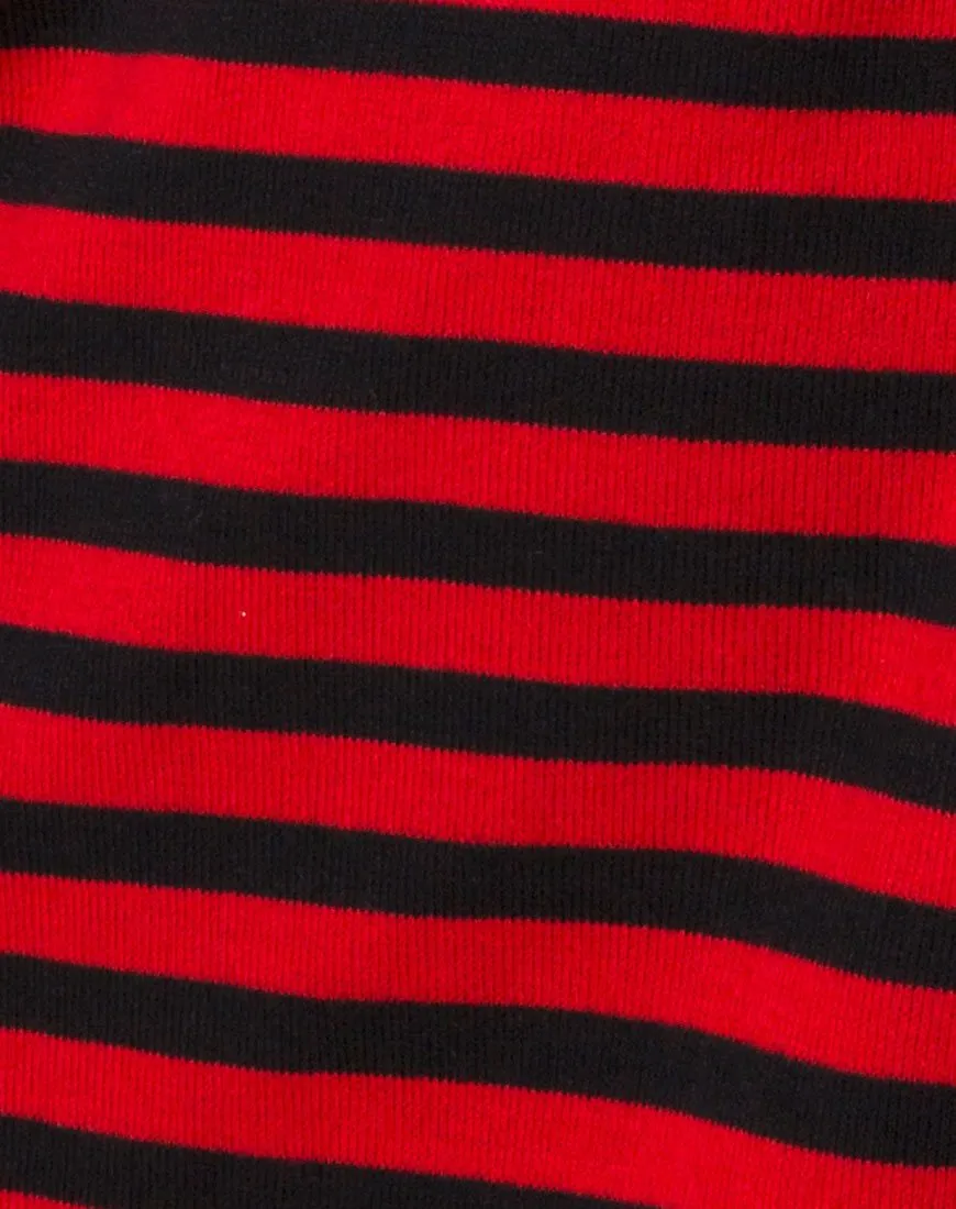 Neivie Jumper in Stripe Horizontal Black / Red