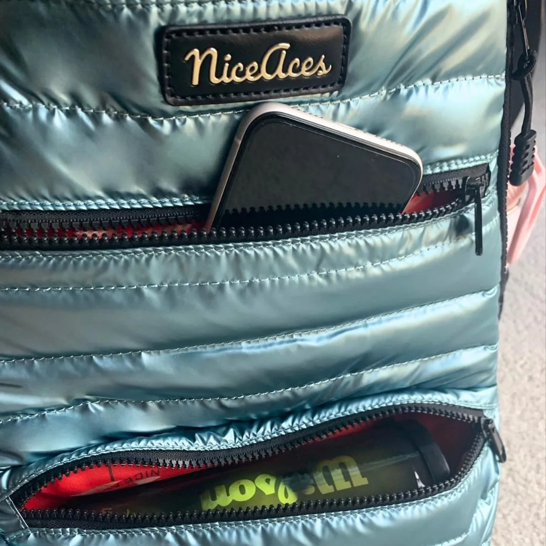 Neon Puffer Tennis Backpack Turquoise Teal