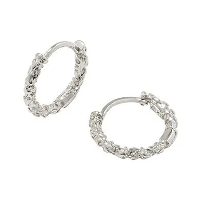 New - Kendra Scott Maeve Huggie Rhodium Over Brass Hoop Earrings - Silver