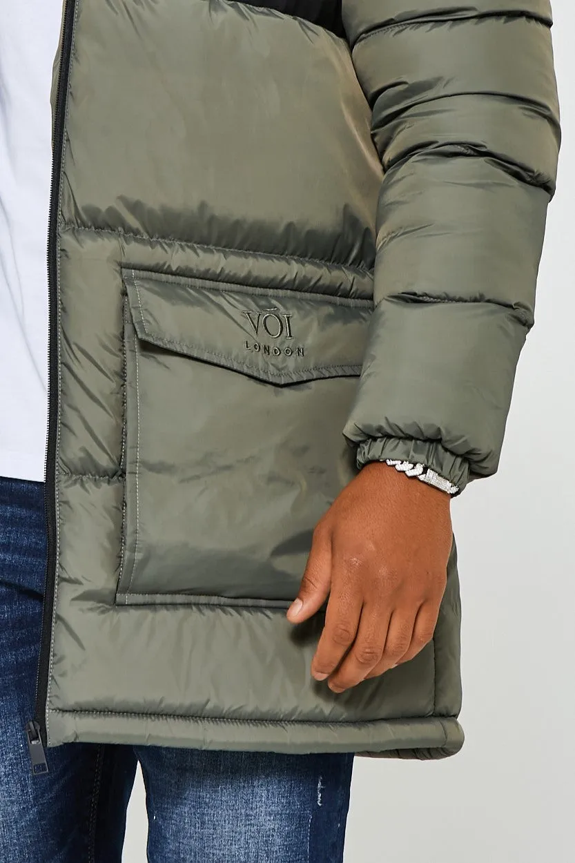 Newcastle Puffer Coat - Khaki/Black