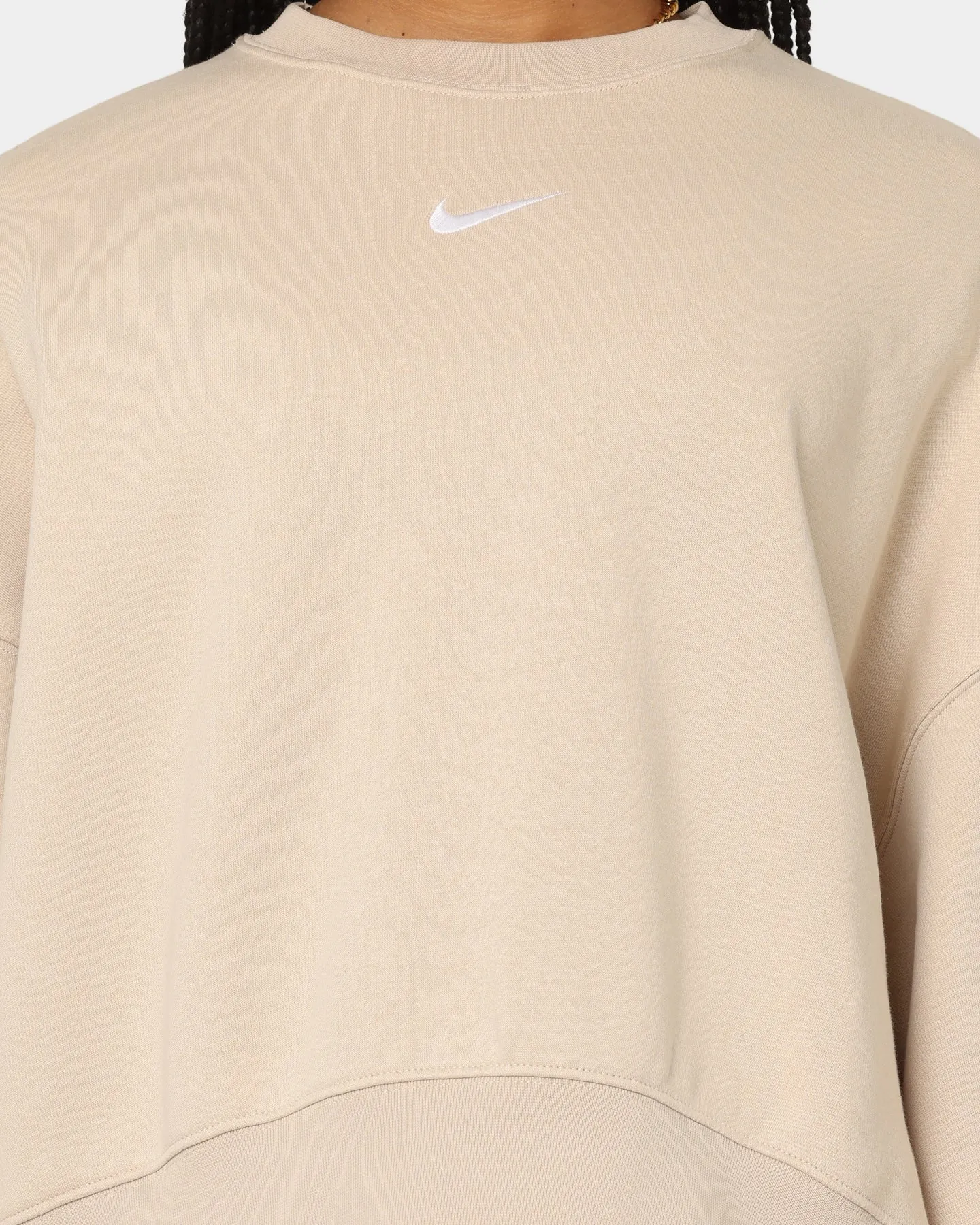 Nike Women's Essentials Oversized Fleece Crew Sweat Shirt Sanddrift