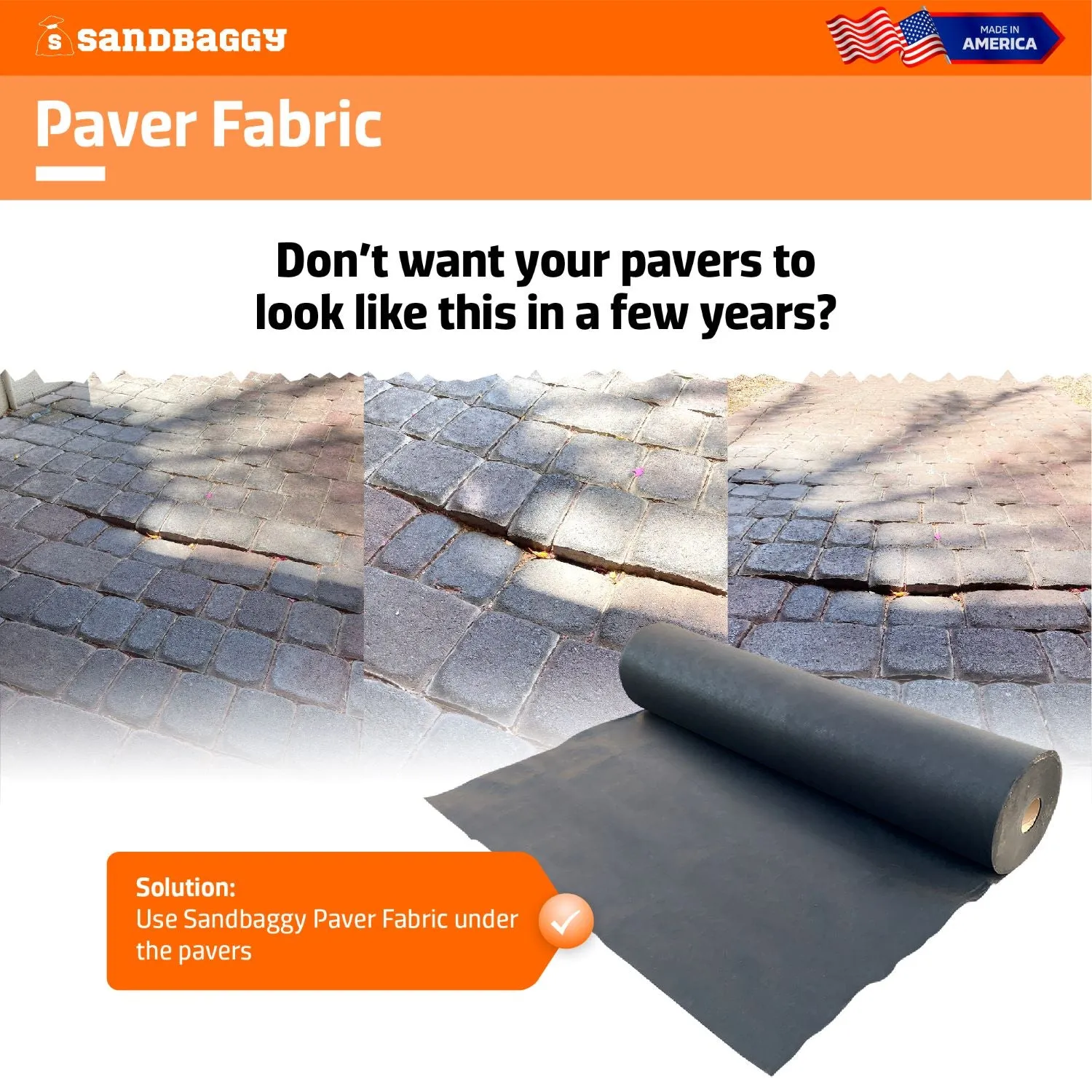 Non-Woven Geotextile Paver Underlayment Fabric (8 oz) - All Pavers Types - Made in USA