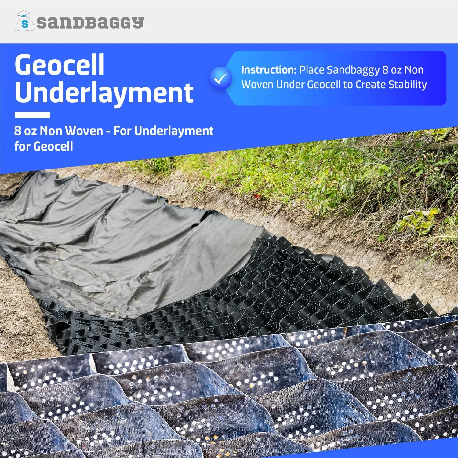 Non-Woven Geotextile Paver Underlayment Fabric (8 oz) - All Pavers Types - Made in USA