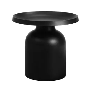 Oikiture Coffee Side Table Round Bedside Sofa Tea End Tables Steel Metal Black