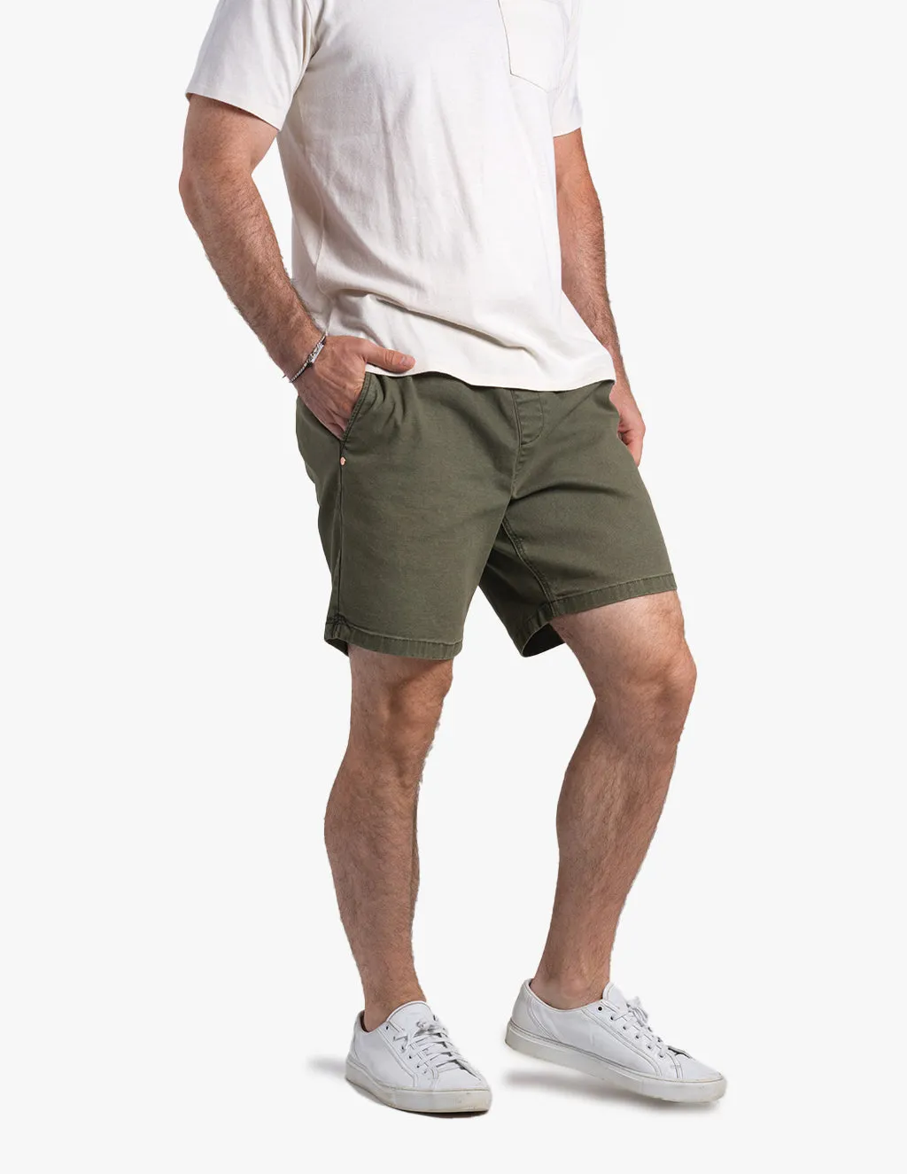 OLIVE CANVAS SHORTS