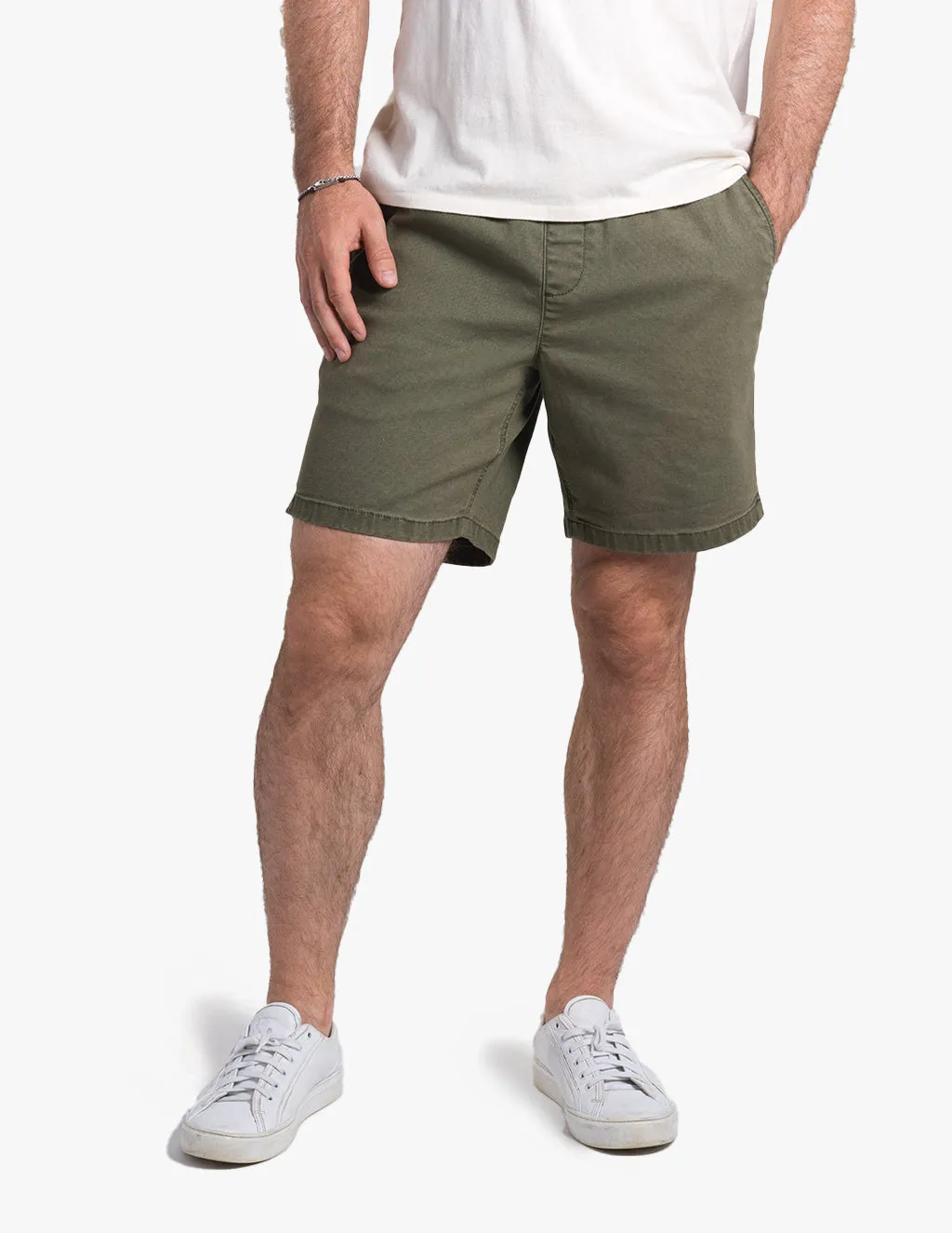 OLIVE CANVAS SHORTS