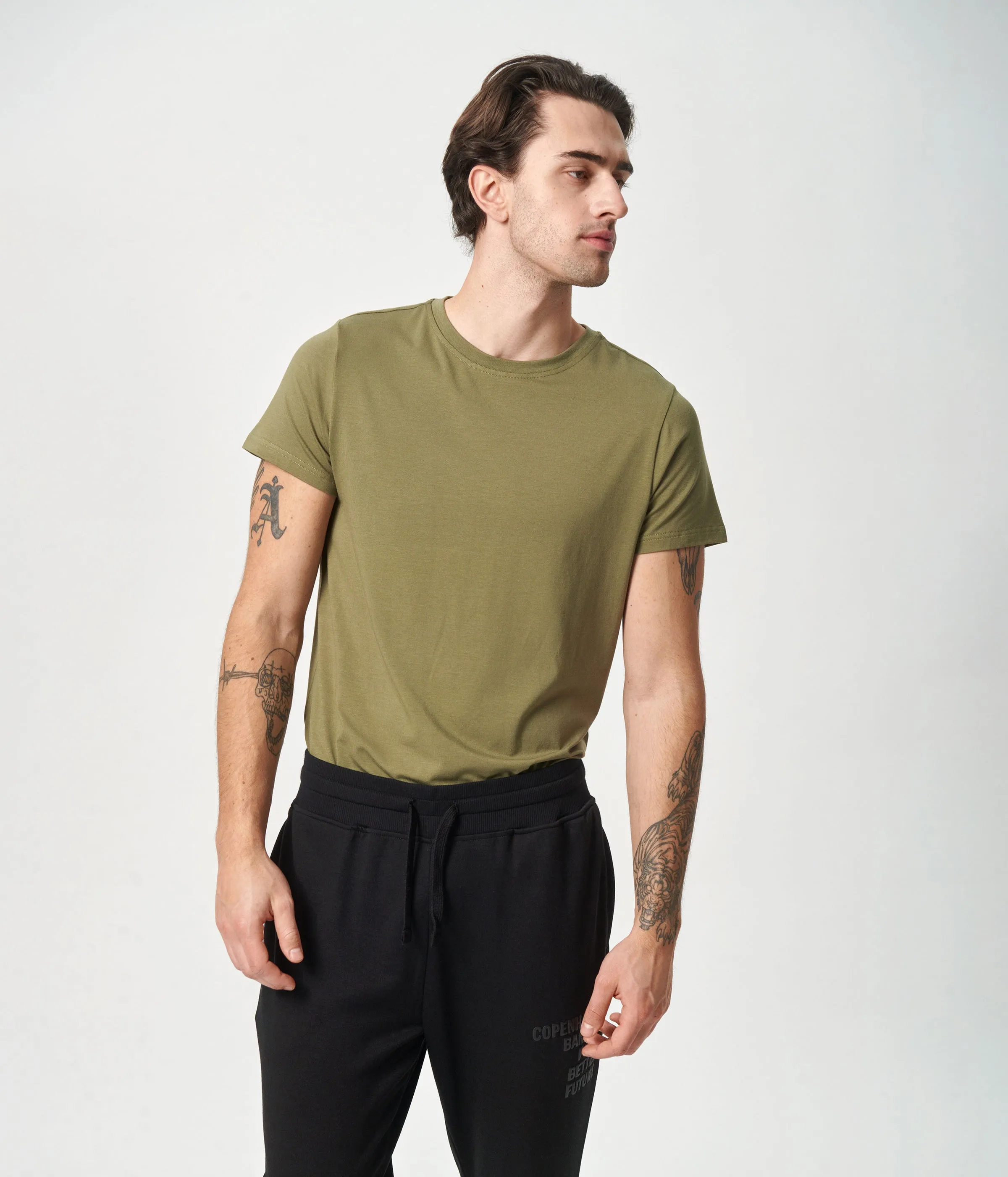 Olive crew neck bamboo T-shirt