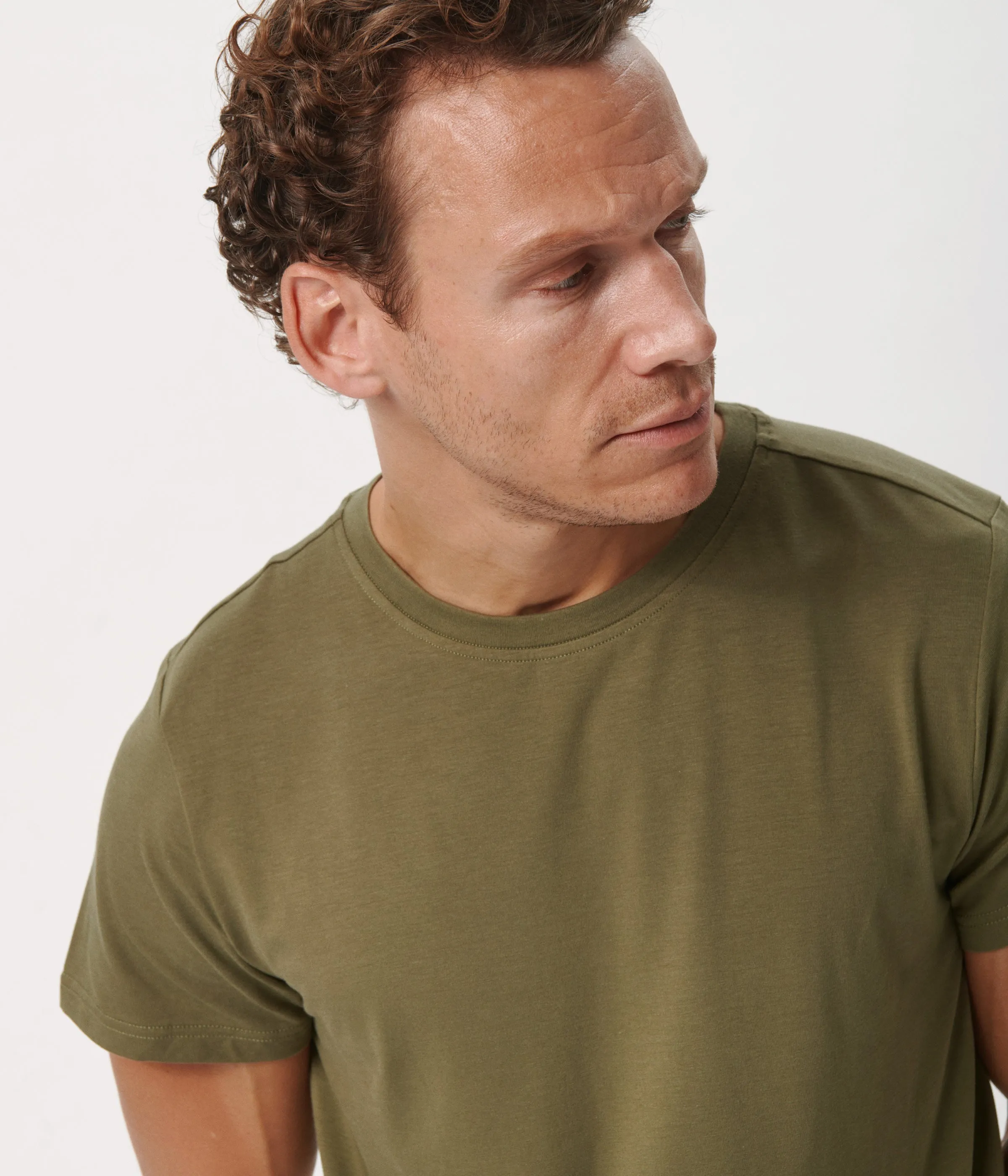 Olive crew neck bamboo T-shirt