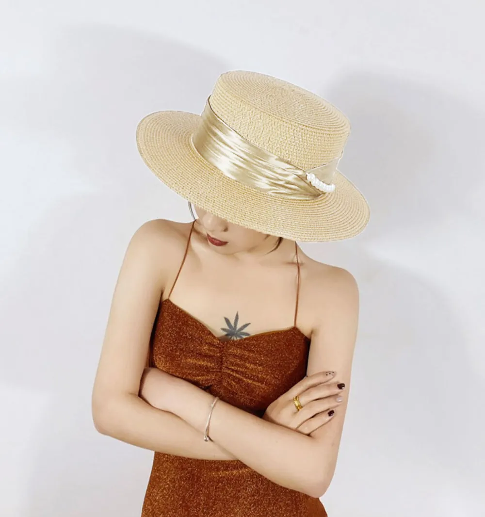 Paperstraw Mesh Fedora Panama Sun Summer Beach Hat Banded Boater Hat YZN0160