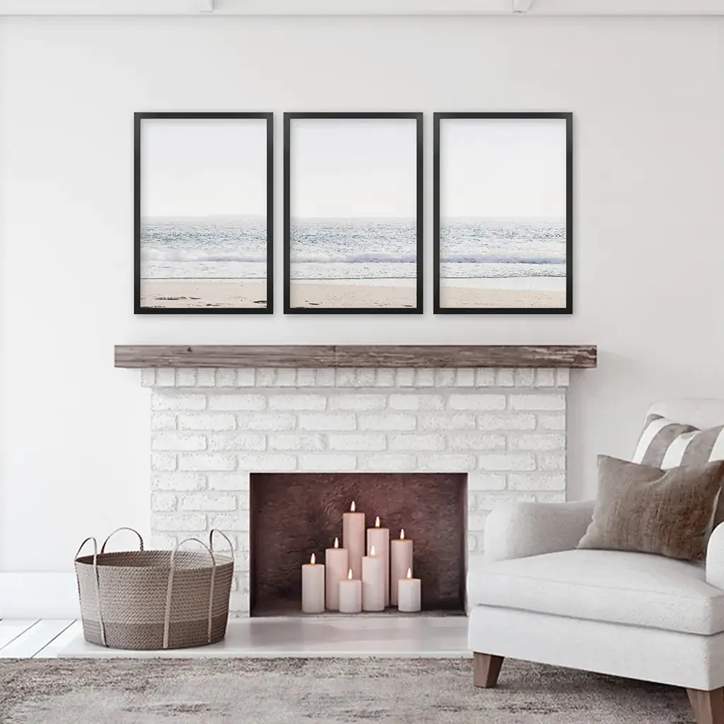 Pastel Minimalist Wave Photo. Set of 3 Beach House Wall Art