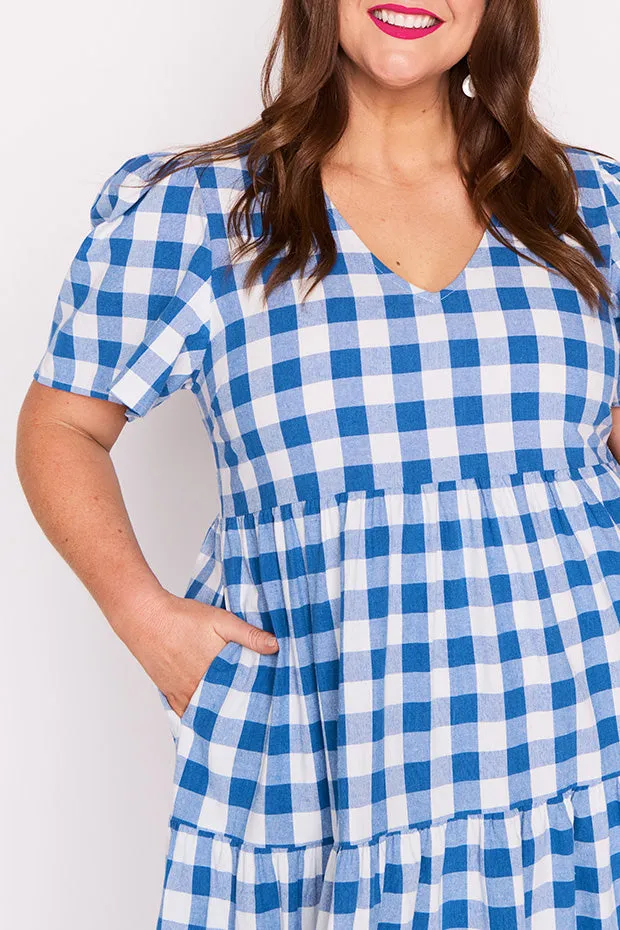 Percy Cobalt Gingham Dress