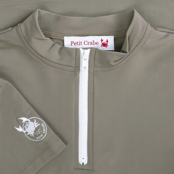 Petit Crabe Taupe Max Half Zip Swim Shirt