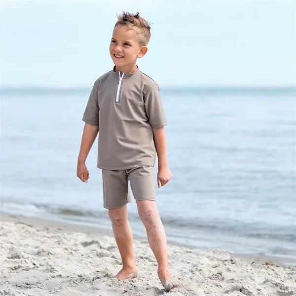 Petit Crabe Taupe Max Half Zip Swim Shirt