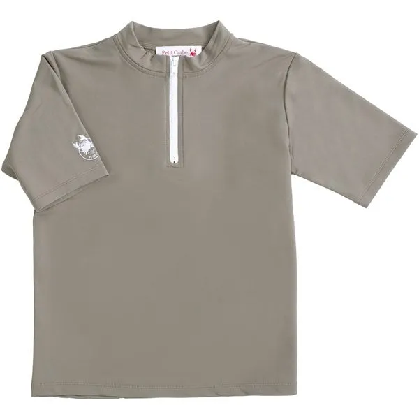 Petit Crabe Taupe Max Half Zip Swim Shirt