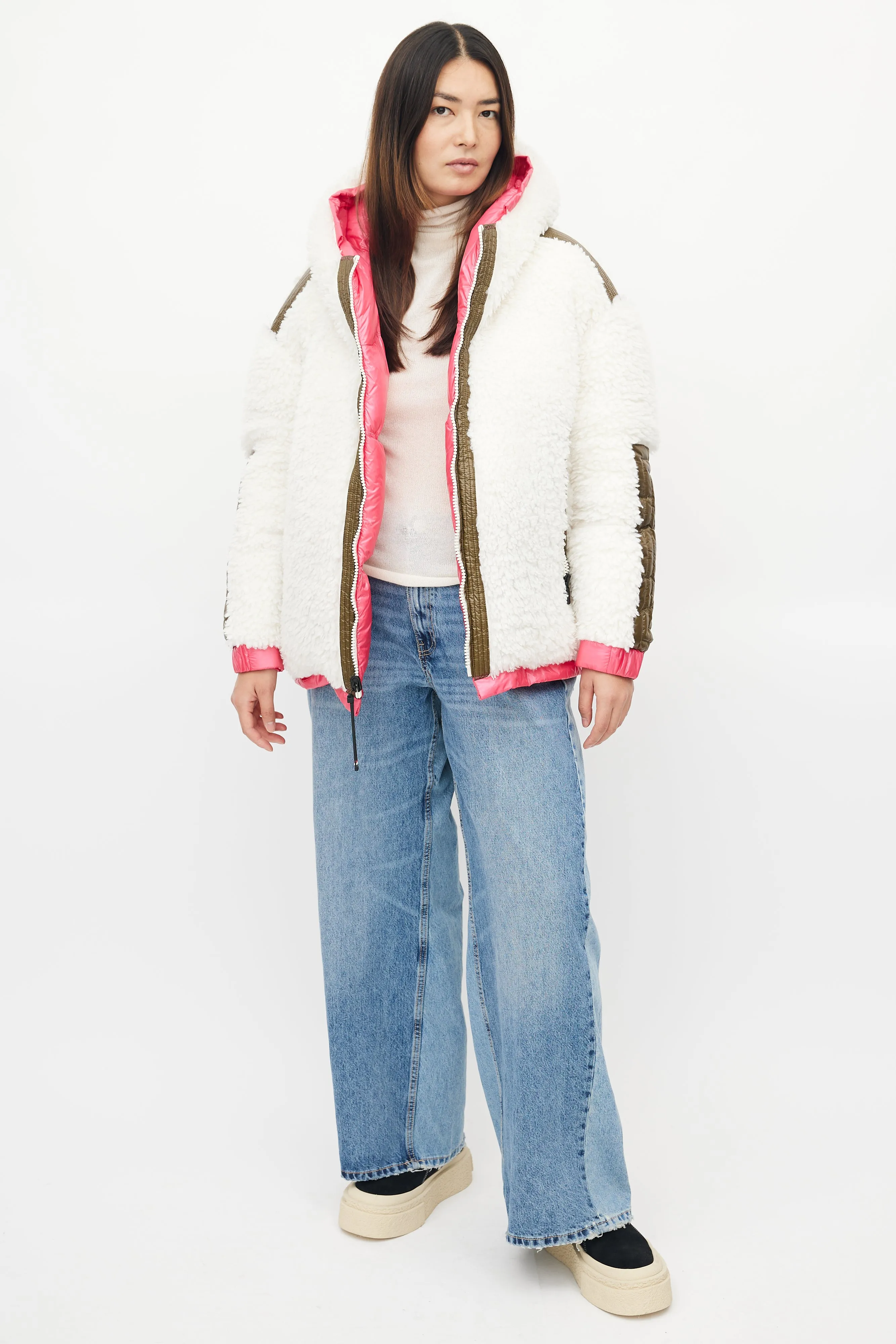 Pink & White Reversible Hufi Bomber Jacket