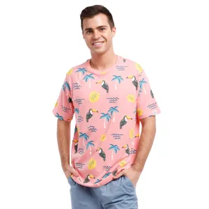 Printed Stretch Short Sleeve Crew Neck Tee | Toucan Tropics