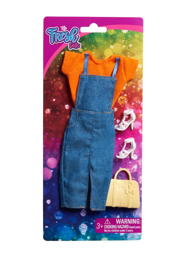 "NEW" FRESH & COOL Denim Dress & Orange Top Doll Fashion Pack