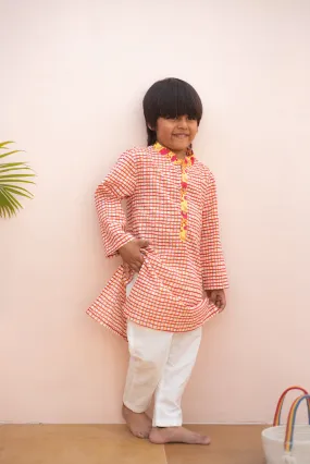 Red Checks Kurta