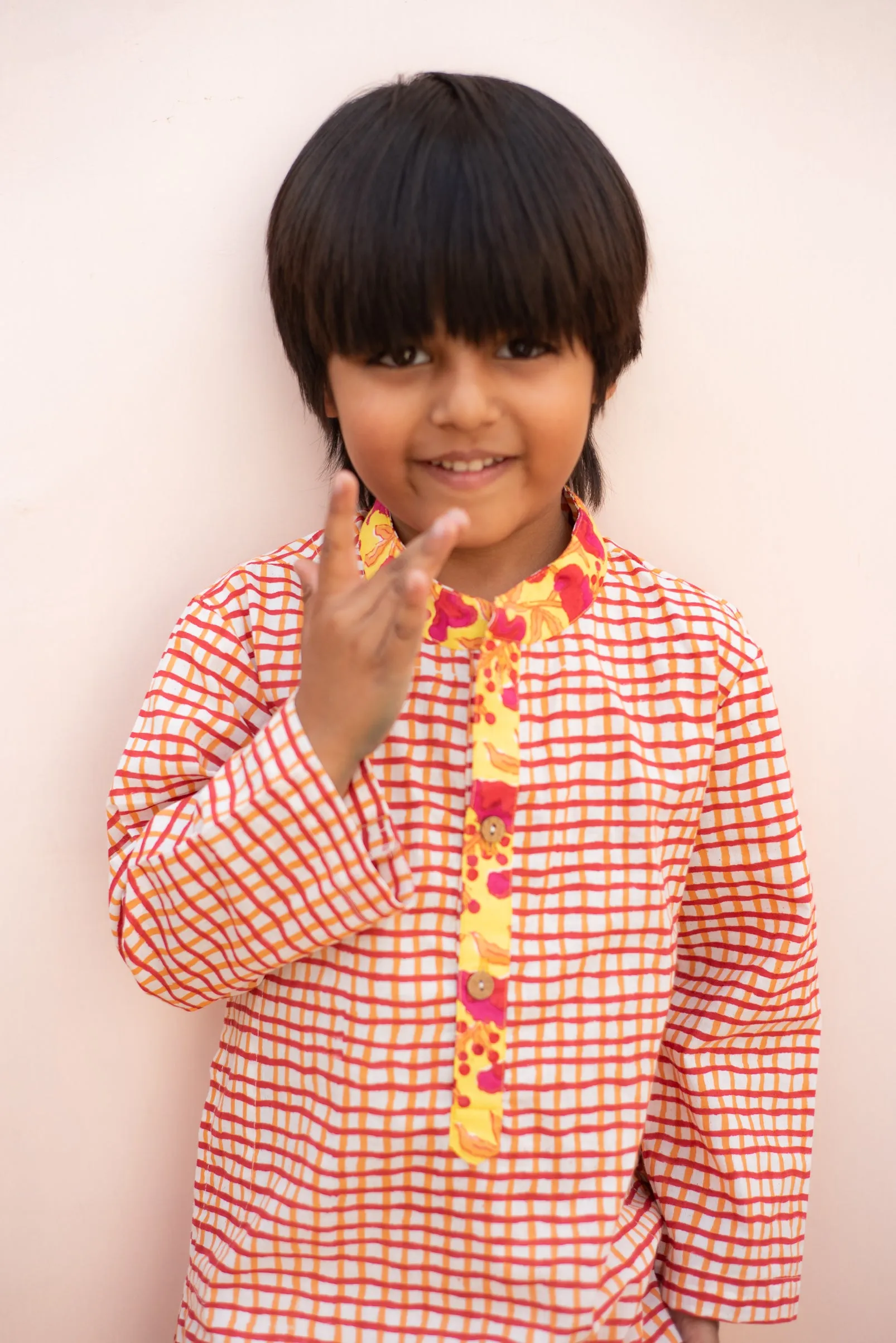 Red Checks Kurta