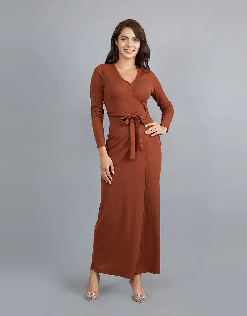 Rib Wrap Around Dress