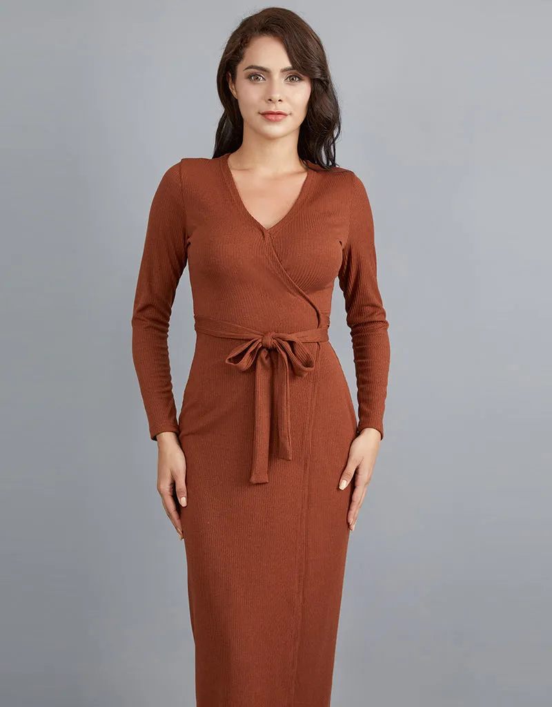 Rib Wrap Around Dress