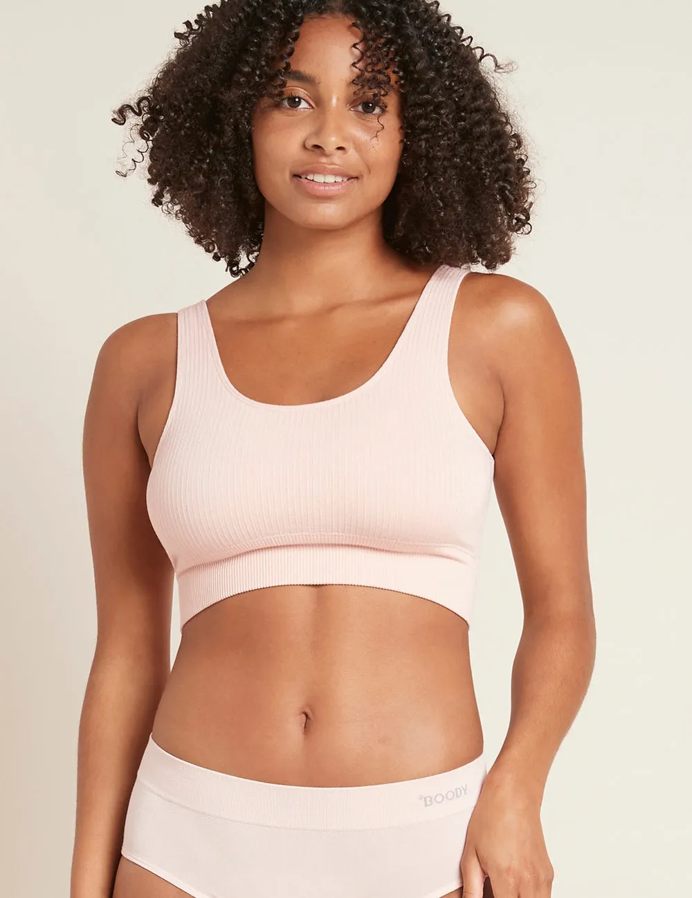 Ribbed Seamless Bra - Nude